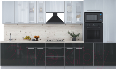 Кухонный гарнитур Интерлиния Мила Пластик 3.6 ВТ - фото