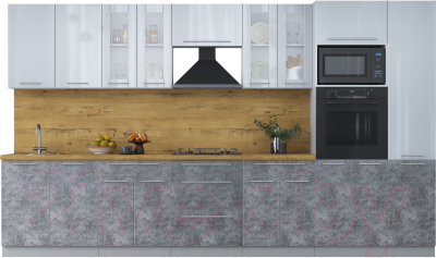 Кухонный гарнитур Интерлиния Мила Пластик 3.6 ВТ - фото