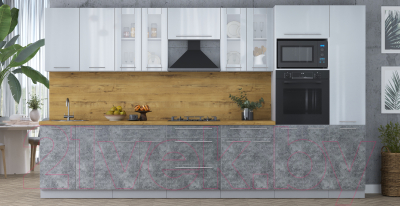 Кухонный гарнитур Интерлиния Мила Пластик 3.6 ВТ