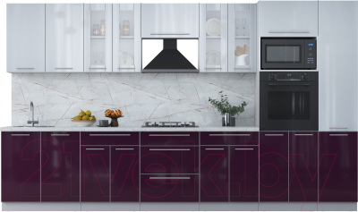 Кухонный гарнитур Интерлиния Мила Пластик 3.6 ВТ - фото