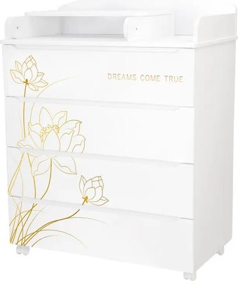 Комод пеленальный INDIGO Green Line с узким пеленальным столиком (цветы)