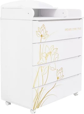 Комод пеленальный INDIGO Green Line с узким пеленальным столиком (цветы)