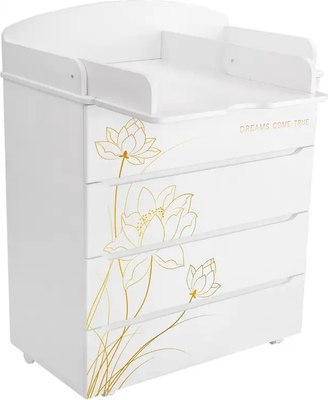 Комод пеленальный INDIGO Green Line с узким пеленальным столиком (цветы)