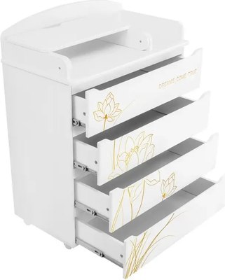 Комод пеленальный INDIGO Green Line с узким пеленальным столиком (цветы)