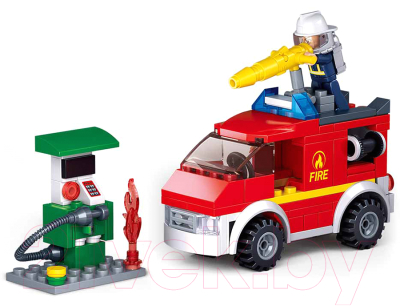 Конструктор Sluban Пожарные. Пожар на заправке / M38-B0623 