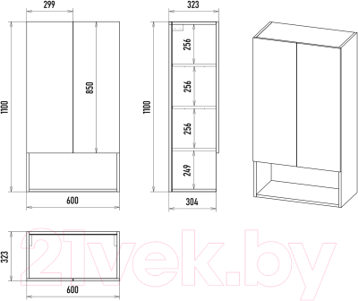 Шкаф для ванной Brevita VEG-08060-031