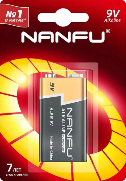 Батарейка Nanfu 9V 6LR61 1B - фото