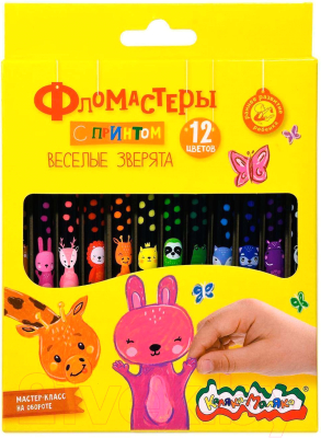 Фломастеры Каляка-Маляка Веселые зверята / ФНССКМ12 - фото