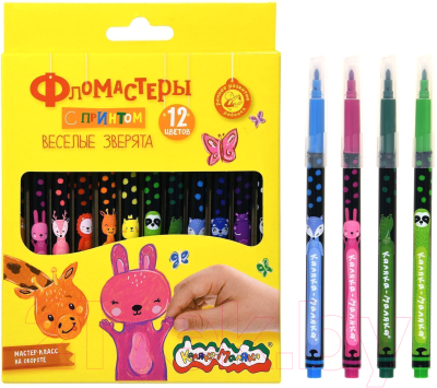 Фломастеры Каляка-Маляка Веселые зверята / ФНССКМ12
