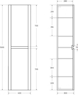 Шкаф-пенал для ванной Cezares RELAX-1500-2A-SO-BL
