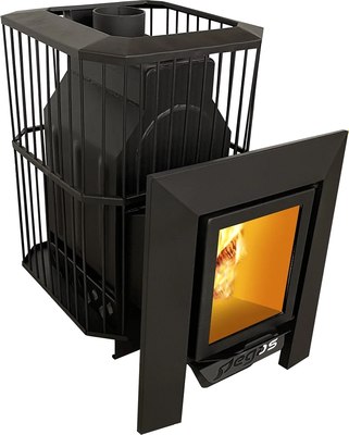 Печь-каменка Пегас 16 эконом со стеклом сетка (короткая топка) - фото