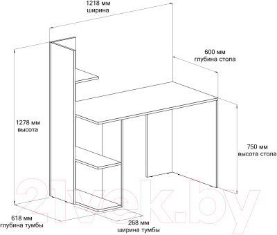 Письменный стол Domus Олимп левый / 11.021L.01.93