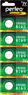 Комплект батареек Perfeo CR1620/5BL Lithium 5/50 - фото