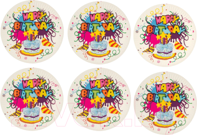 Набор одноразовых тарелок Волшебная страна Happy Birthday / 007148 - фото