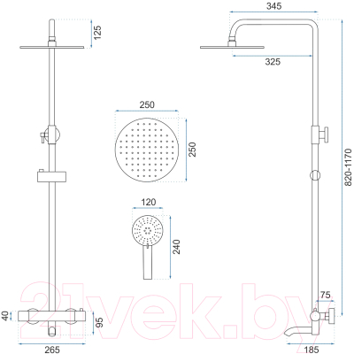 Душевая система со смесителем REA REA-P8763