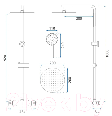 Душевая система со смесителем REA REA-P8804