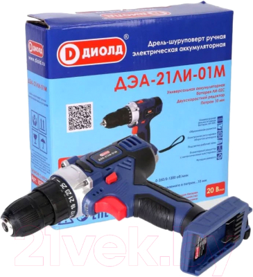 Аккумуляторная дрель-шуруповерт Диолд ДЭА-21 ЛИ-01М (10300161)