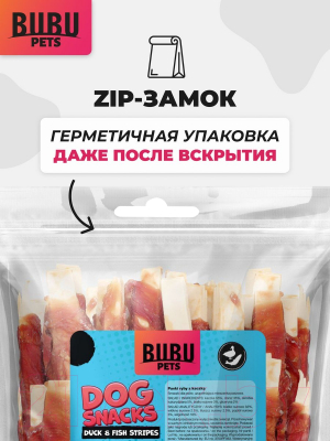 Лакомство для собак Bubu Pets Рыбные полосы с уткой / PS0009