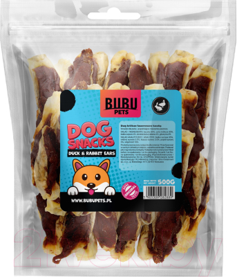 Лакомство для собак Bubu Pets Ушки кролика, фаршированные уткой / PS0023 - фото