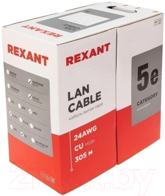 Кабель Rexant U/UTP CAT 5e PE 4PR 24AWG / 01-0045 - фото