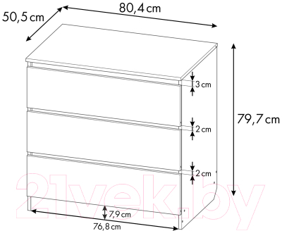 Комод пеленальный Polini Kids Simple 1980 / 0002323.175
