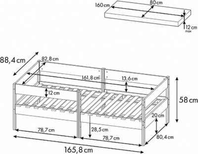 Кровать-тахта детская Polini Kids Simple 3435 / 0002786.55