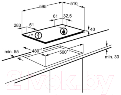Газовая варочная панель Electrolux EGS6426SX