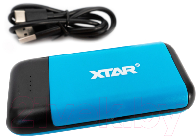 Зарядное устройство для аккумуляторов XTAR PB2S-Blue с USB кабелем