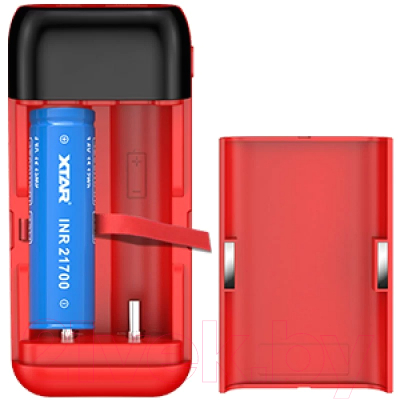 Зарядное устройство для аккумуляторов XTAR PB2S-Red с USB кабелем