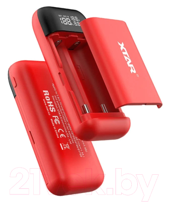 Зарядное устройство для аккумуляторов XTAR PB2S-Red с USB кабелем