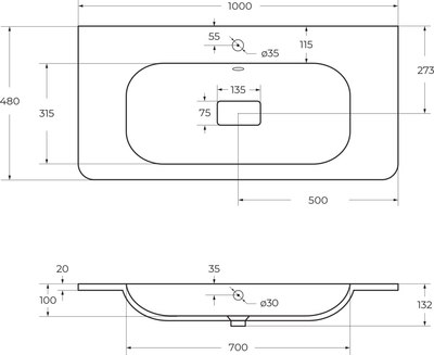 Умывальник Cezares CZR-1000/480-LV-MR-NV