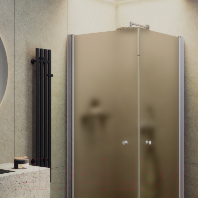 Душевой уголок MaybahGlass MGY-1298-5 (бронзовое матовое стекло/хром матовый)