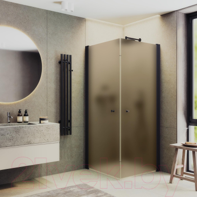 Душевой уголок MaybahGlass MGY-1298-6 (бронзовое матовое стекло/черный)