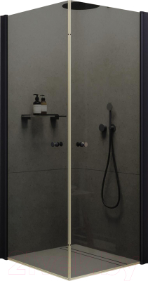 Душевой уголок MaybahGlass MGY-1296-6 (графитовое стекло/черный) - фото