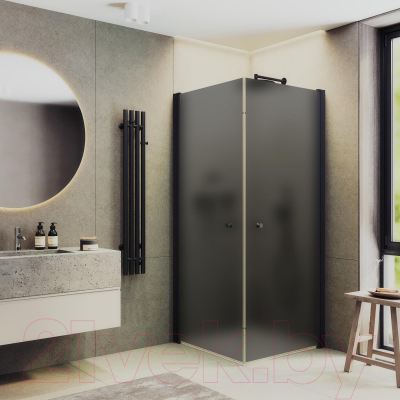 Душевой уголок MaybahGlass MGY-1295-6 (графитовое матовое стекло/черный)