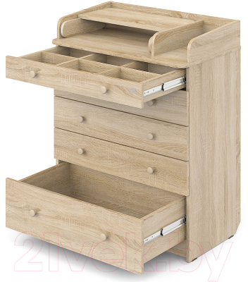 Комод пеленальный Атон Leo 805 С органайзером С шариковыми направляющими 