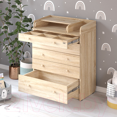 Комод пеленальный Атон Leo 805 С органайзером С шариковыми направляющими 