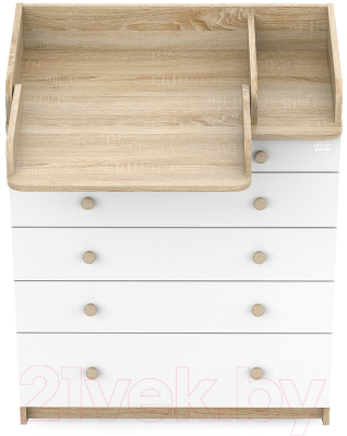 Комод пеленальный Атон Leo 805 С органайзером С шариковыми направляющими (дуб сонома/белый)