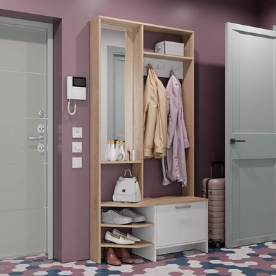 Секция в прихожую BTS Тео ПР-01 (сонома/белый)