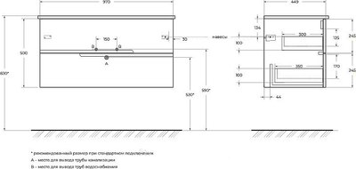 Тумба под умывальник Cezares DUET-N-1000-2C-SO-BL-R