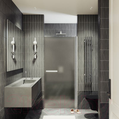 Душевая дверь MaybahGlass 80x198 / MGD-455-5 (бронзовое матовое стекло/хром матовый)