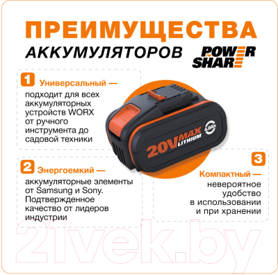 Газонокосилка аккумуляторная Worx WG743E