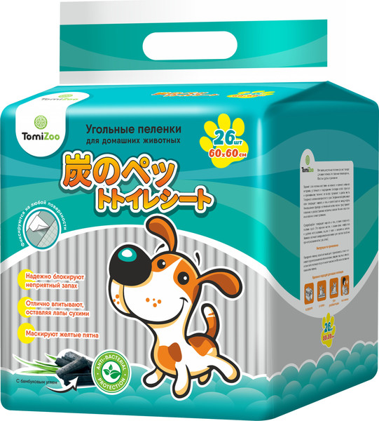 Одноразовая пеленка для животных TomiZoo Угольные PP60 M - фото