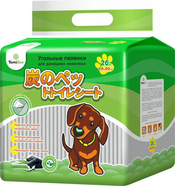 Одноразовая пеленка для животных TomiZoo Угольные PP90 L - фото