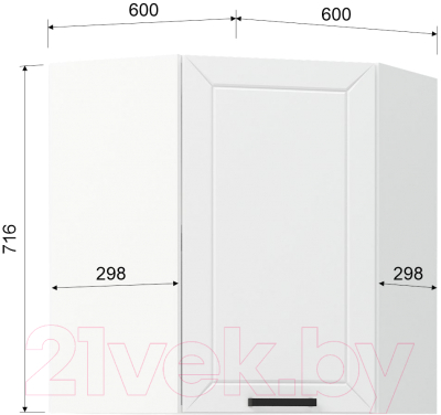 Шкаф навесной для кухни Mio Tesoro Альфа ШВУ 600 угловой