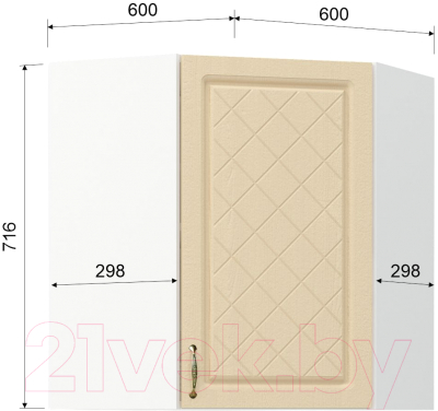 Шкаф навесной для кухни Mio Tesoro Модена ШВУ 600 угловой
