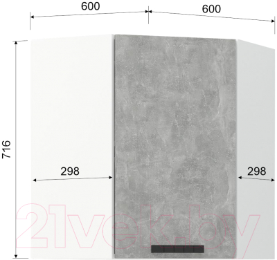 Шкаф навесной для кухни Mio Tesoro Пасадена ШВУ 600 угловой