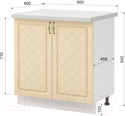 Шкаф-стол кухонный Mio Tesoro Модена ШН 800 со столешницей