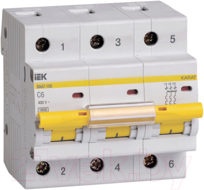 Выключатель автоматический IEK ВА47-100 3P 6А 10кА C / MVA40-3-006-C - фото
