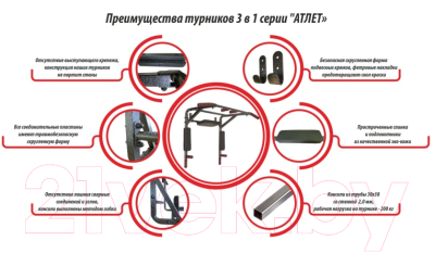 Турник-брусья Юный Атлет 3 в 1